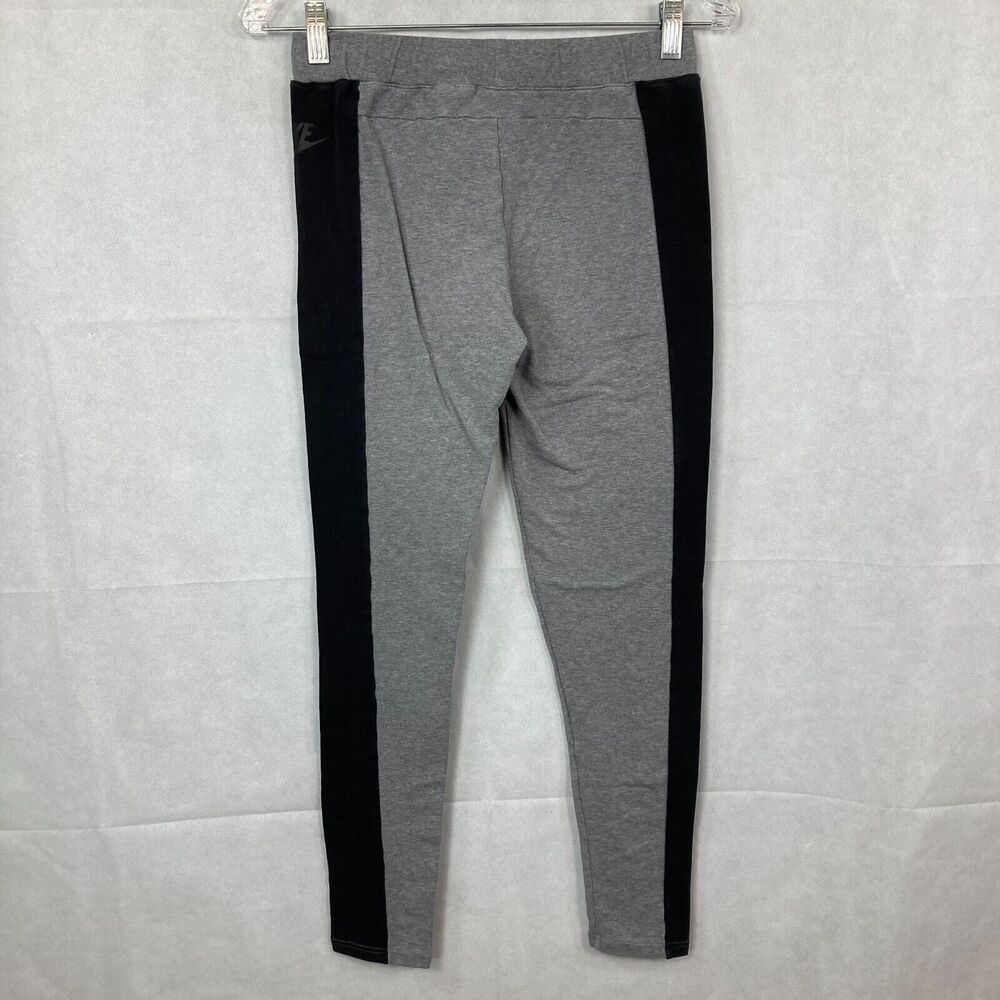 Nike Sweatpants Women S Gray Black Stripe Cotton Stretch Knit Drawstring Joggers - Picture 3 of 10